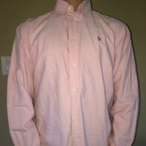 Soft pink polo long sleeve shirt. Size 14 (small)
